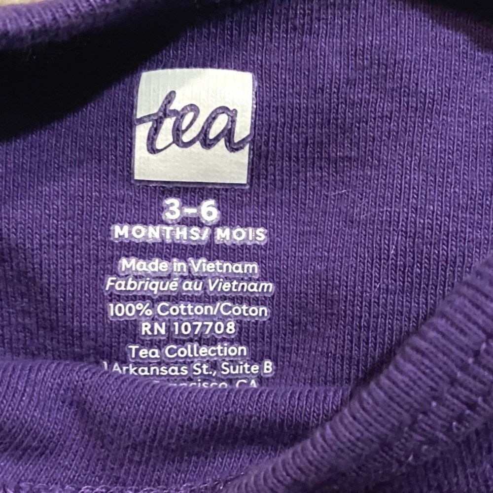 EUC TEA Collection Floral Romper Girls 3-6 Months Purple Long Sleeve Cotton Boho - Picture 5 of 7